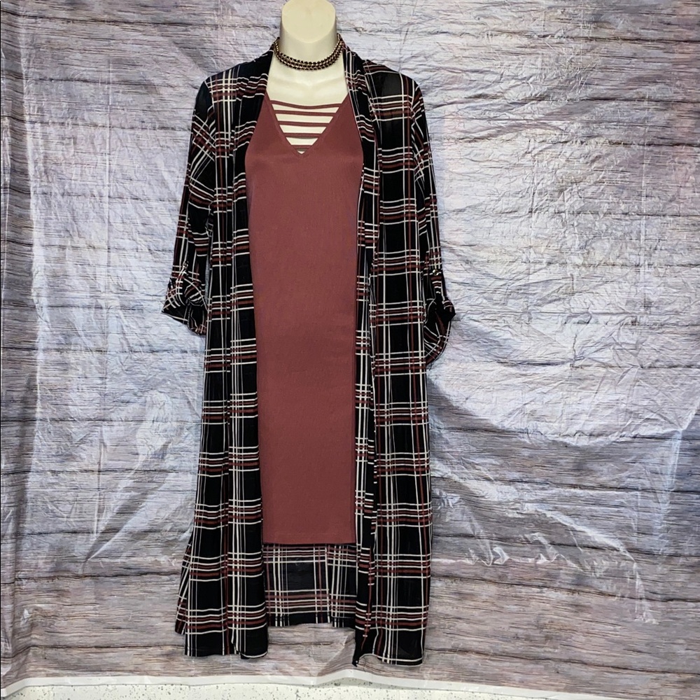 Ember Plaid Sheer Long Cardigan